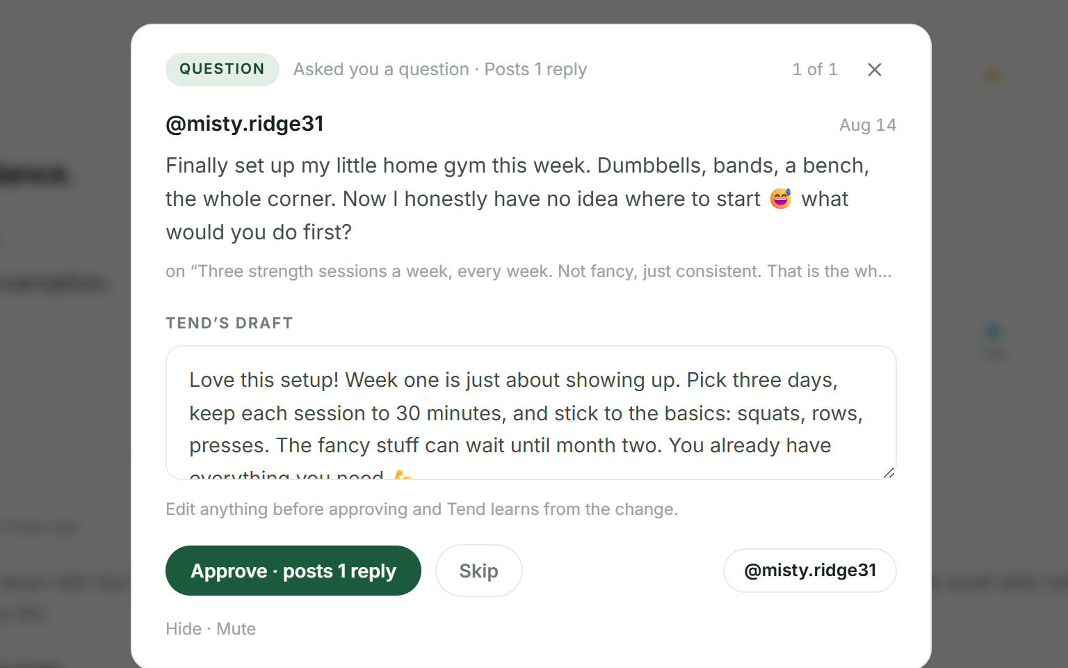 A decision: the comment, the drafted reply, your call